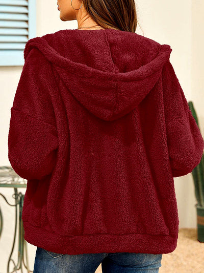 Sweat à capuche oversize en polaire avec fermeture éclair complète