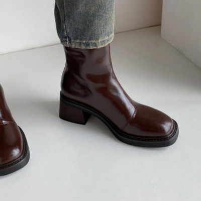 Botines de tacón cuadrado y punta cuadrada para mujer