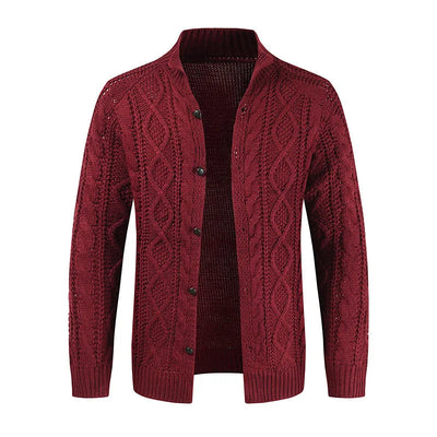Cardigan en tricot torsadé épais pour hommes - Chaud et confortable