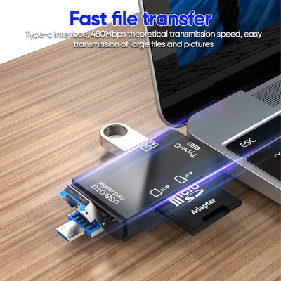 SnapBit | Lector de tarjetas de memoria multifuncional: transferencia rápida de datos para teléfonos y portátiles