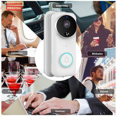 Sonnette WiFi intelligente avec caméra et alarme - Sécurité en HD - Design blanc