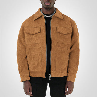 RetroStreet | Chaqueta corta de ante con cremallera