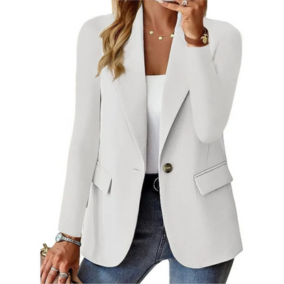 Blazer informal de manga larga con bolsillos ajustados y hebilla para mujer