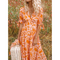 Vestido bohemio de cuello en V y mangas anudadas | Maxi