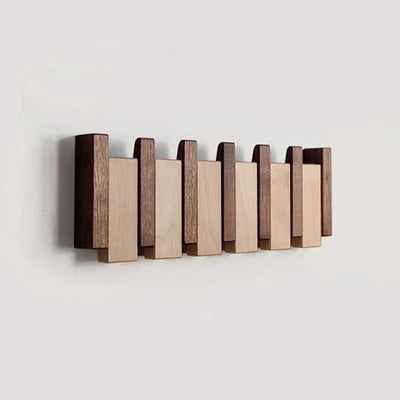 Perchero de pared de madera - Perchero de piano hecho a mano con ganchos desplegables