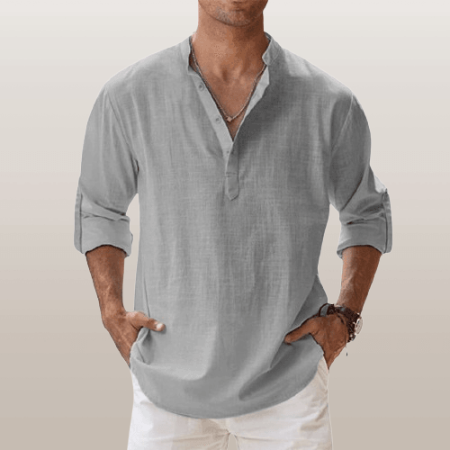 Corte relajado – Henley de lino para hombre