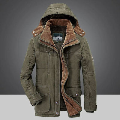 Veste d'hiver chaude à capuche pour hommes - doublure épaisse et coupe-vent