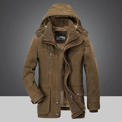 Veste d'hiver chaude à capuche pour hommes - doublure épaisse et coupe-vent