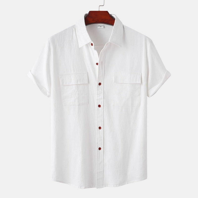 Camisas de lino de manga corta Camisas de hombre