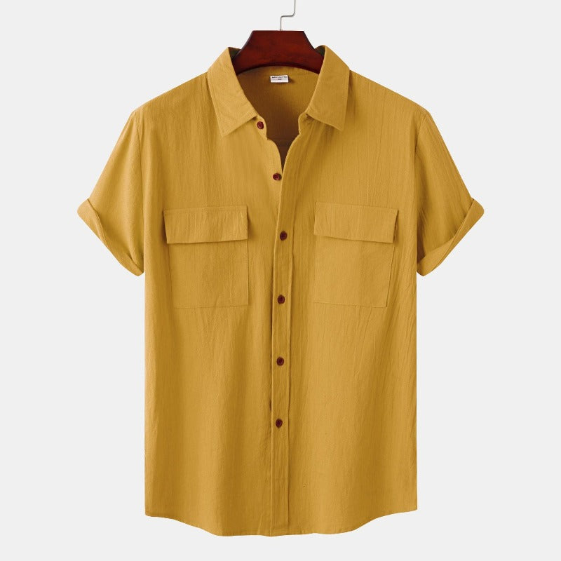 Camisas de lino de manga corta Camisas de hombre