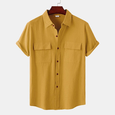 Camisas de lino de manga corta Camisas de hombre