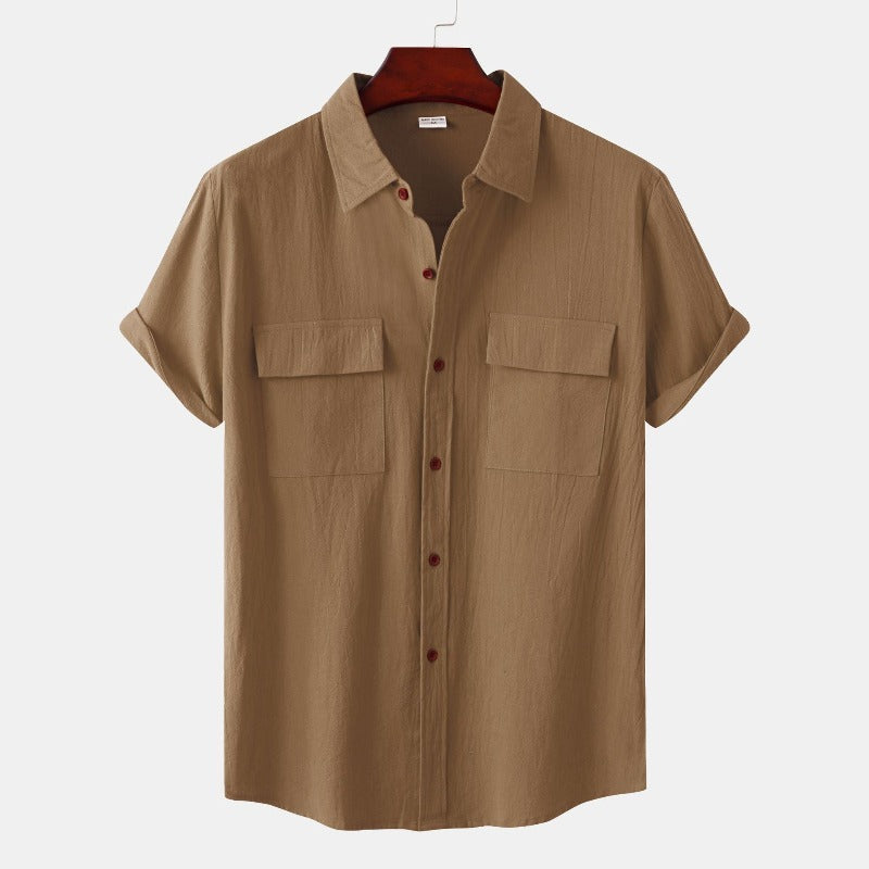 Camisas de lino de manga corta Camisas de hombre