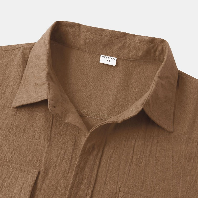 Camisas de lino de manga corta Camisas de hombre