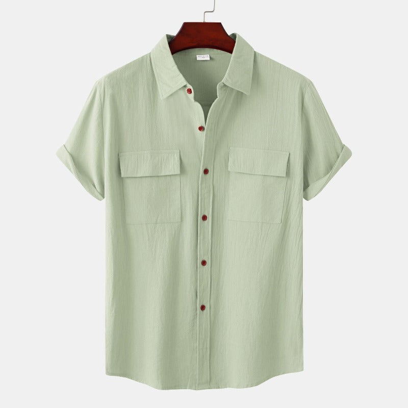 Camisas de lino de manga corta Camisas de hombre