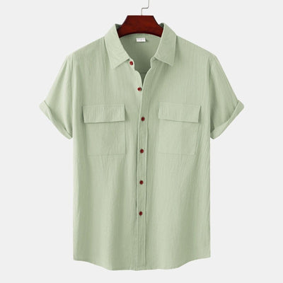 Camisas de lino de manga corta Camisas de hombre