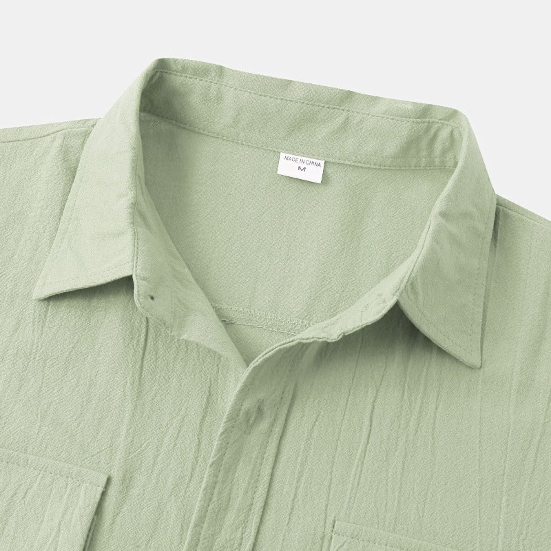 Camisas de lino de manga corta Camisas de hombre