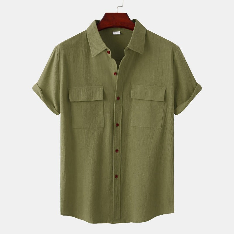 Camisas de lino de manga corta Camisas de hombre