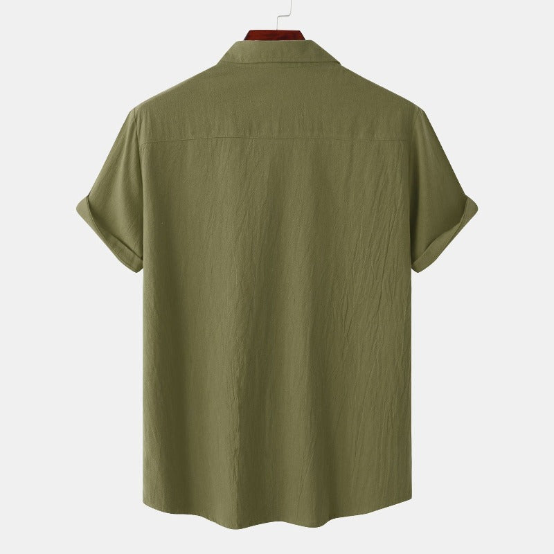 Camisas de lino de manga corta Camisas de hombre