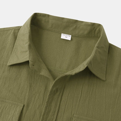 Camisas de lino de manga corta Camisas de hombre