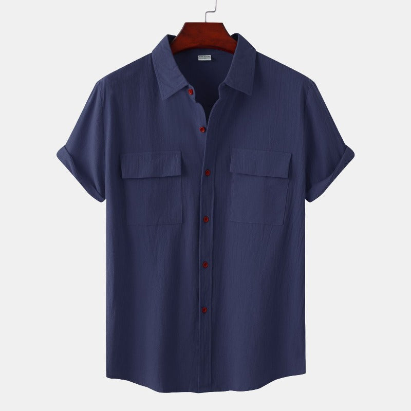 Camisas de lino de manga corta Camisas de hombre