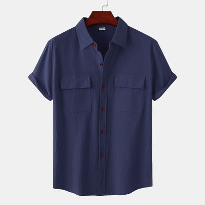 Camisas de lino de manga corta Camisas de hombre