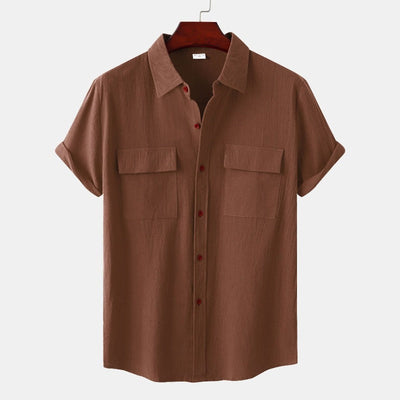 Camisas de lino de manga corta Camisas de hombre