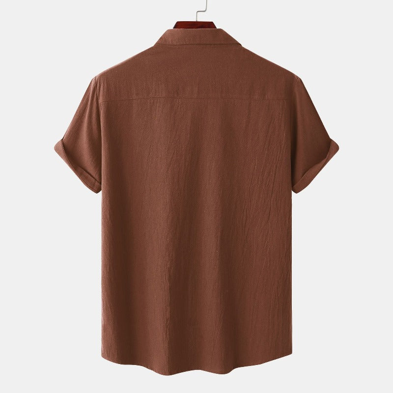 Camisas de lino de manga corta Camisas de hombre