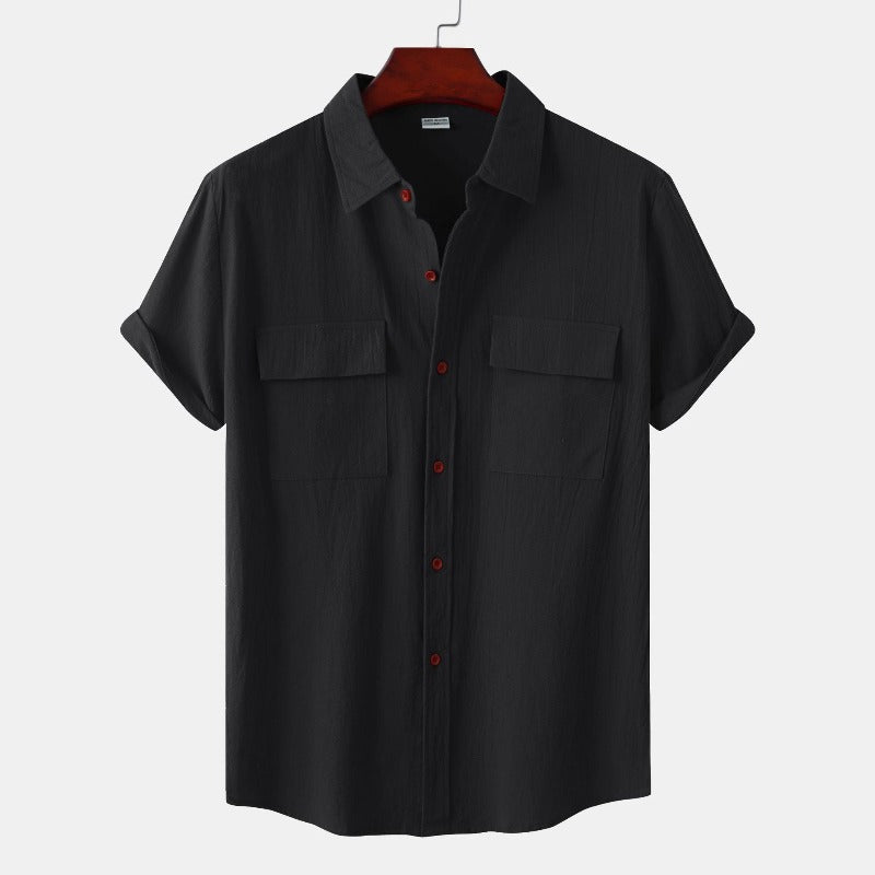 Camisas de lino de manga corta Camisas de hombre