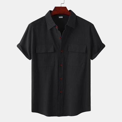 Camisas de lino de manga corta Camisas de hombre