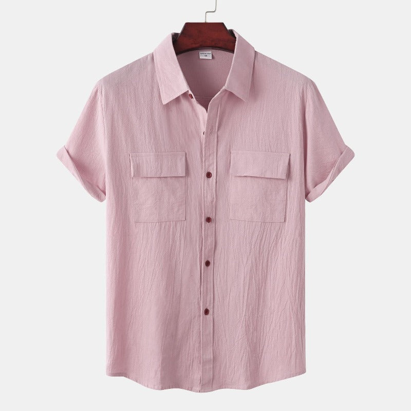 Camisas de lino de manga corta Camisas de hombre