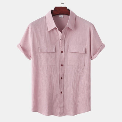 Camisas de lino de manga corta Camisas de hombre