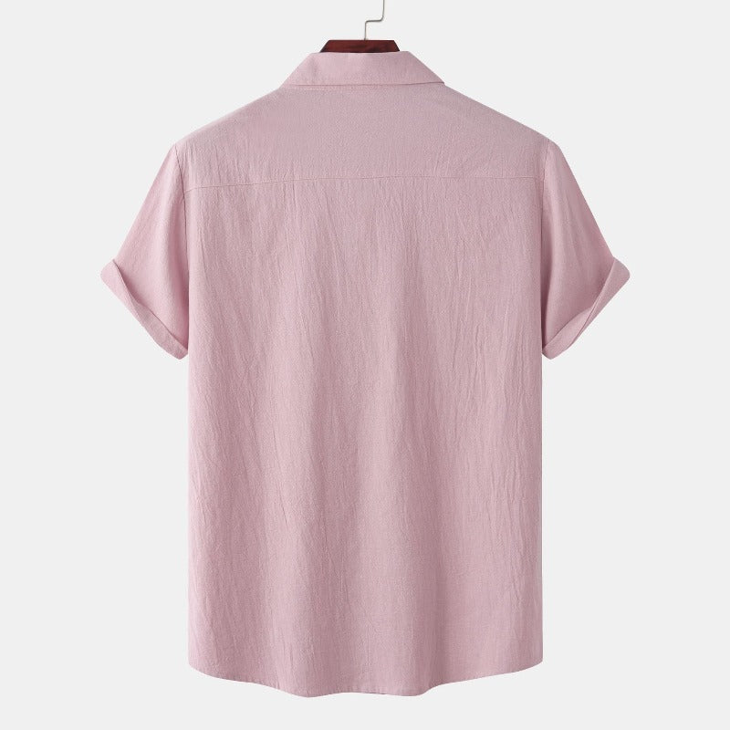 Camisas de lino de manga corta Camisas de hombre