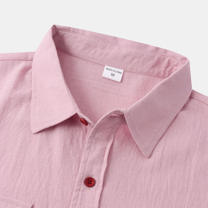 Camisas de lino de manga corta Camisas de hombre