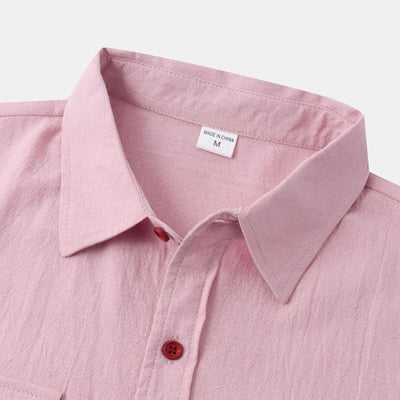 Camisas de lino de manga corta Camisas de hombre