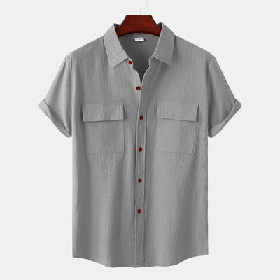 Camisas de lino de manga corta Camisas de hombre