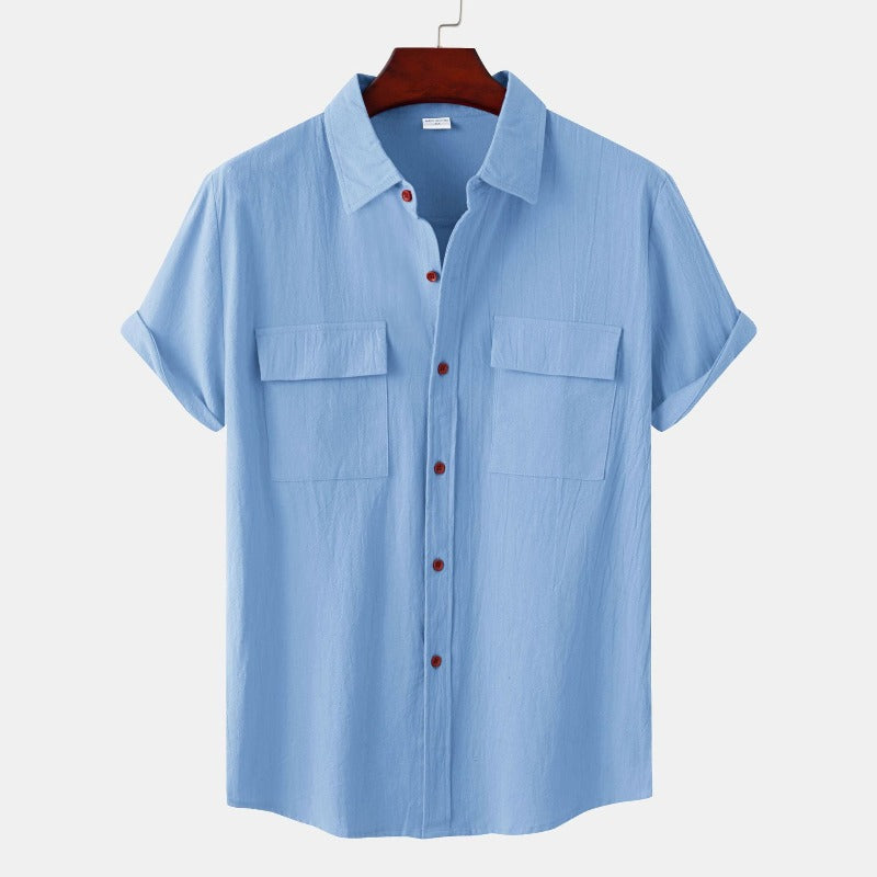 Camisas de lino de manga corta Camisas de hombre