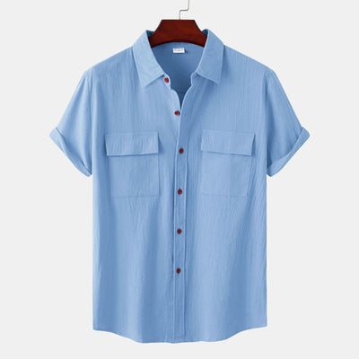 Camisas de lino de manga corta Camisas de hombre