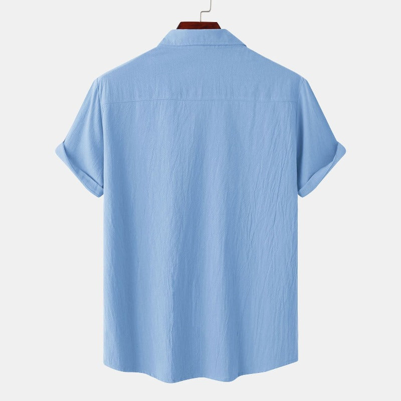 Camisas de lino de manga corta Camisas de hombre