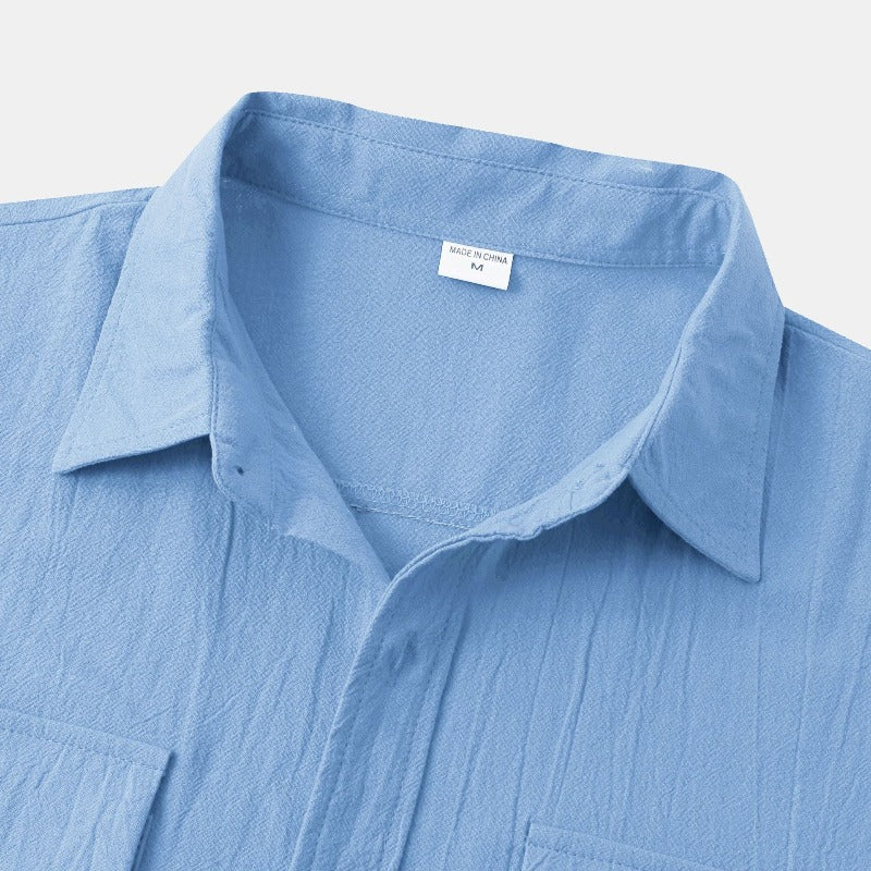 Camisas de lino de manga corta Camisas de hombre