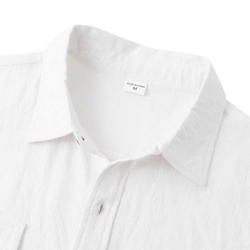 Camisas de lino de manga corta Camisas de hombre