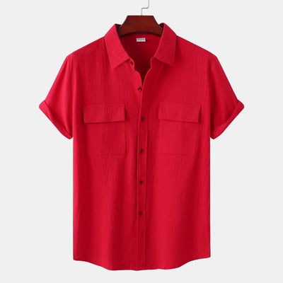 Camisas de lino de manga corta Camisas de hombre