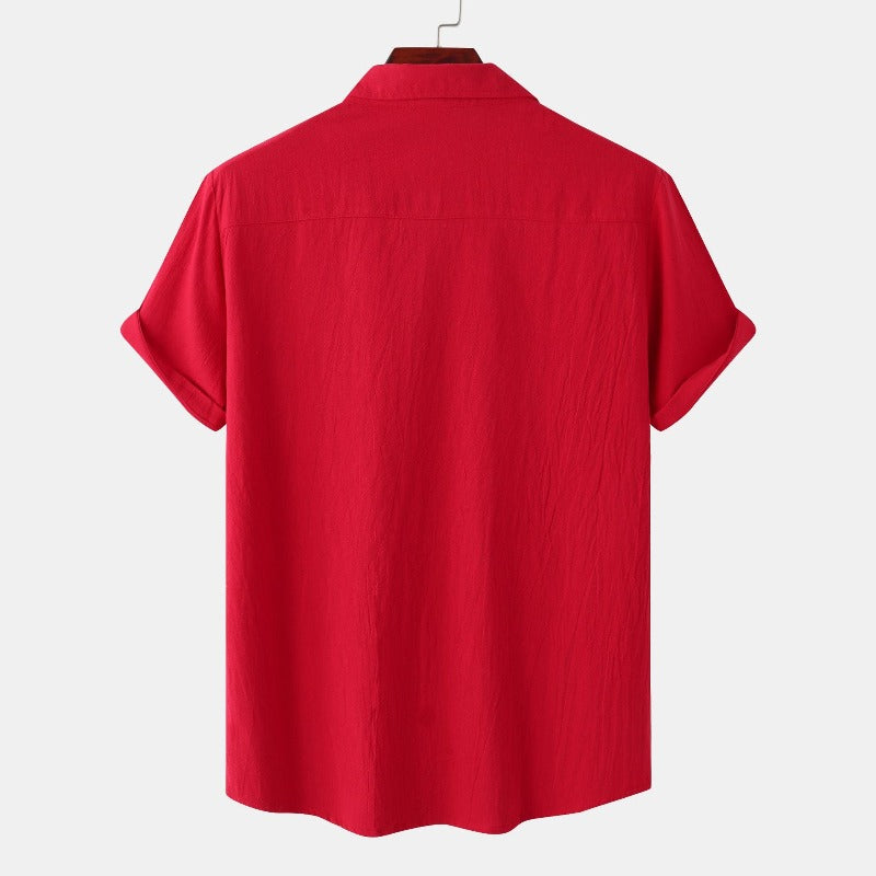 Camisas de lino de manga corta Camisas de hombre