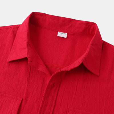Camisas de lino de manga corta Camisas de hombre
