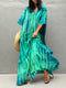 Vestido caftán para mujer - Corte holgado - Cuello en V - Estilo bohemio con efecto tie-dye