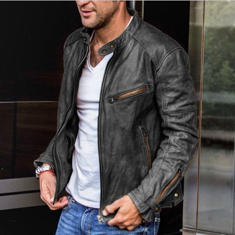 Veste en cuir polyvalente résistante aux intempéries pour hommes