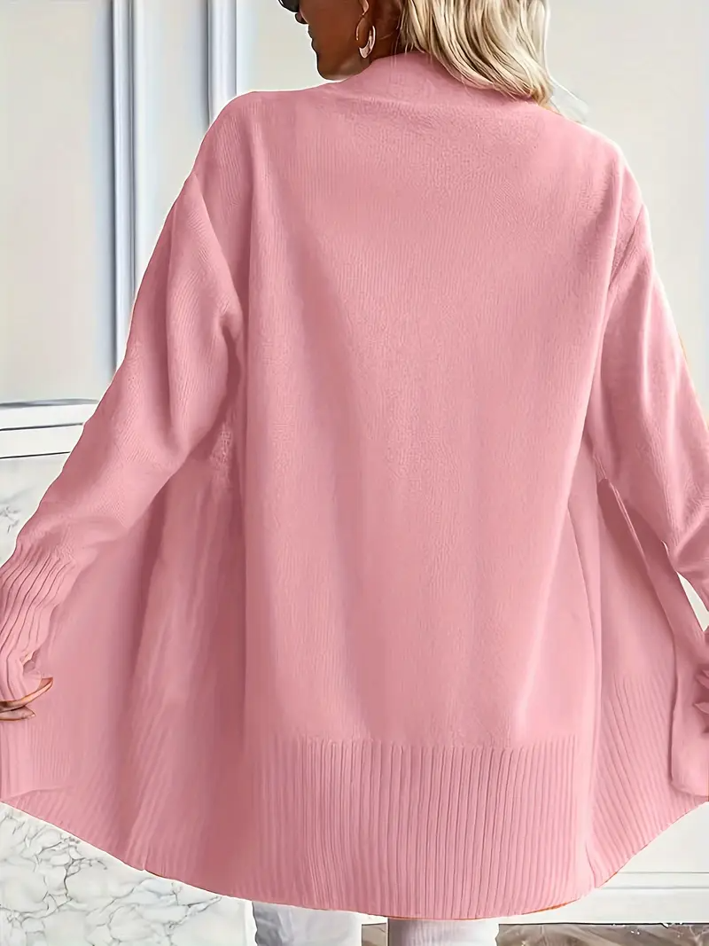 Round neck knit sweater with relaxed fit for women