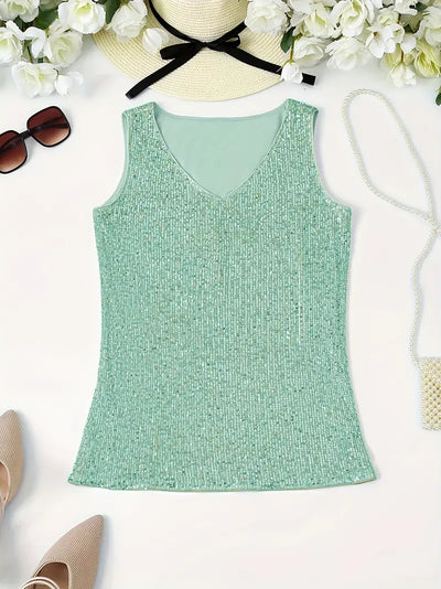 HAWA | Top con scollo a V e paillettes