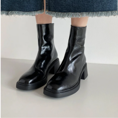 Botines de tacón cuadrado y punta cuadrada para mujer