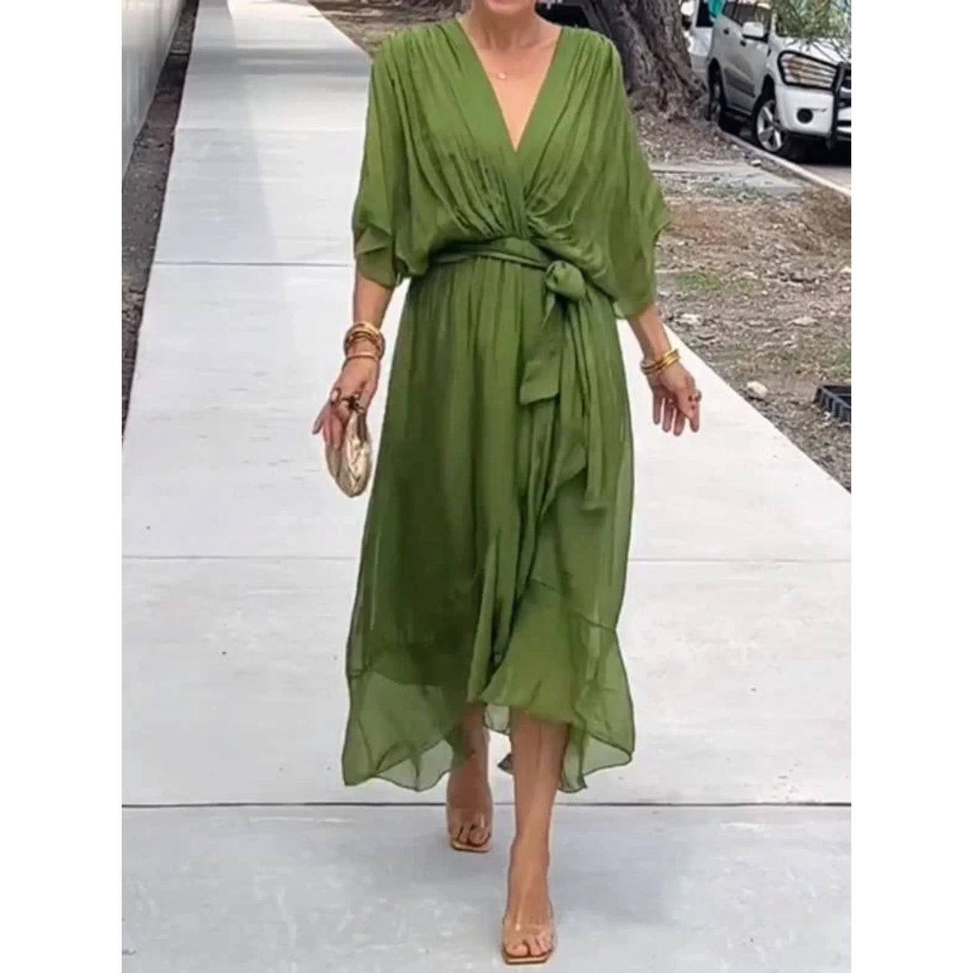 Vestido de mujer con escote en V | Elegante gasa