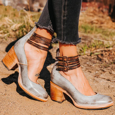 Cosette – Escarpins à Brides en Cuir Vintage